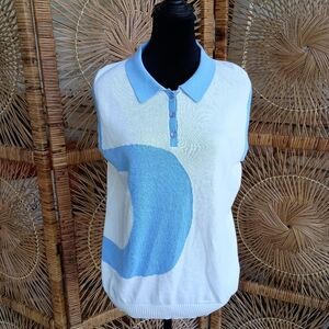 Vintage Lizgolf Blue and White Women's Polo Shirts Golf  Vest_Large
